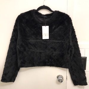 Faux Fur Quilted Stitch Sweater